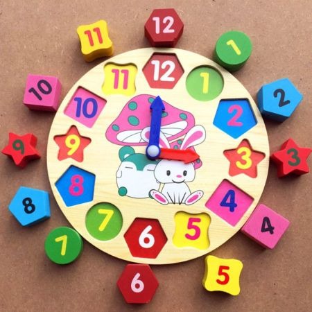 Kids Wooden Puzzle Clock – Learn Numbers & Time