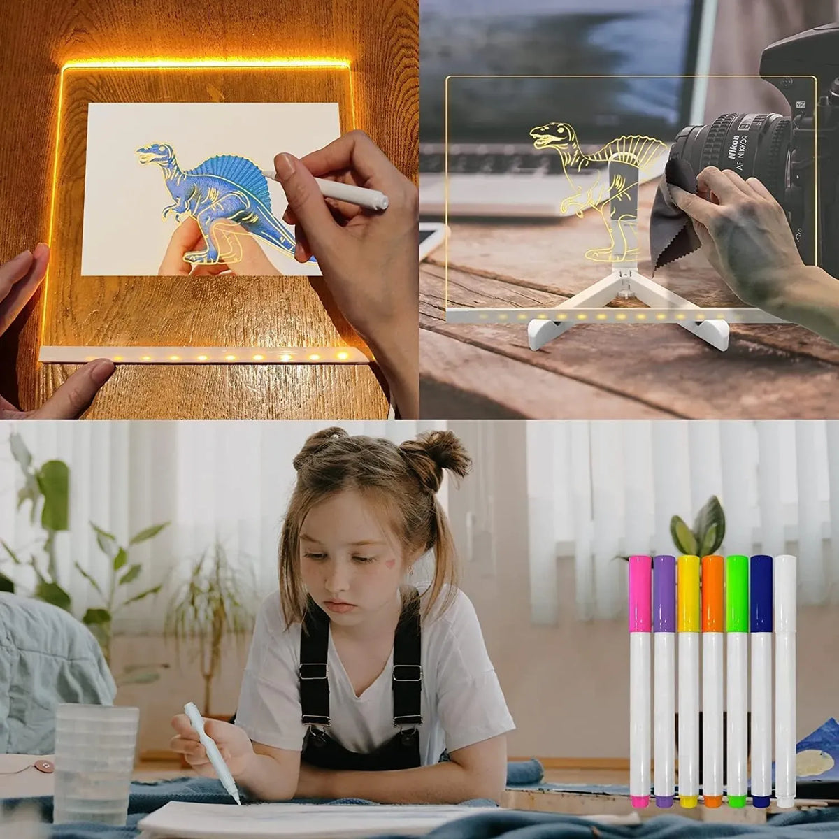 LED Light-Up Writing Board Colorful DIY & Erasable