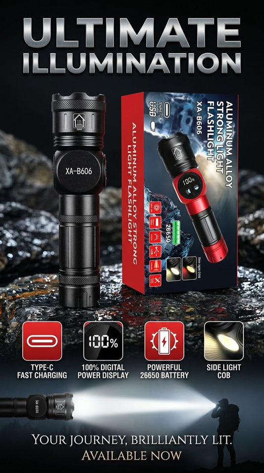 Aluminum Alloy Rechargeable LED Flashlight with Digital Power Display