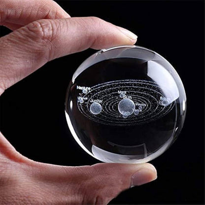 3d Galaxy Crystal Ball Night Light With Wooden Base