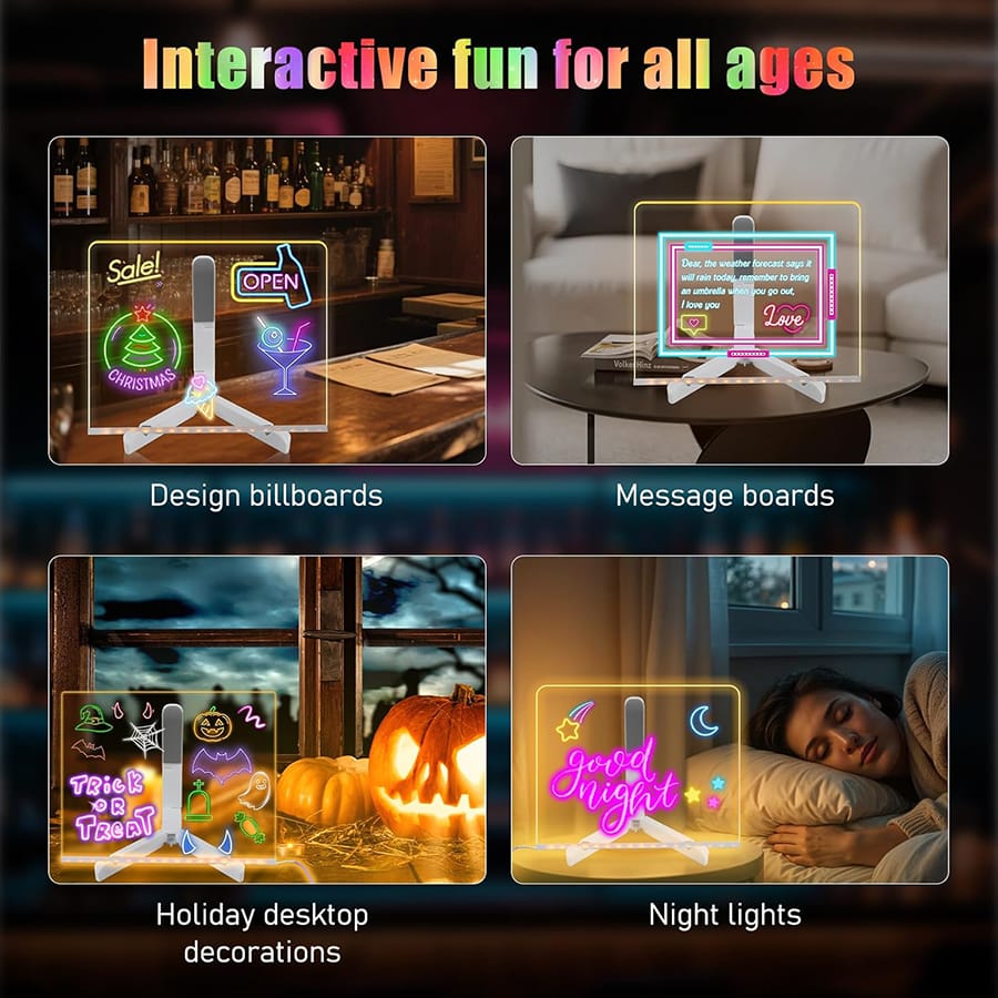 LED Light-Up Writing Board Colorful DIY & Erasable