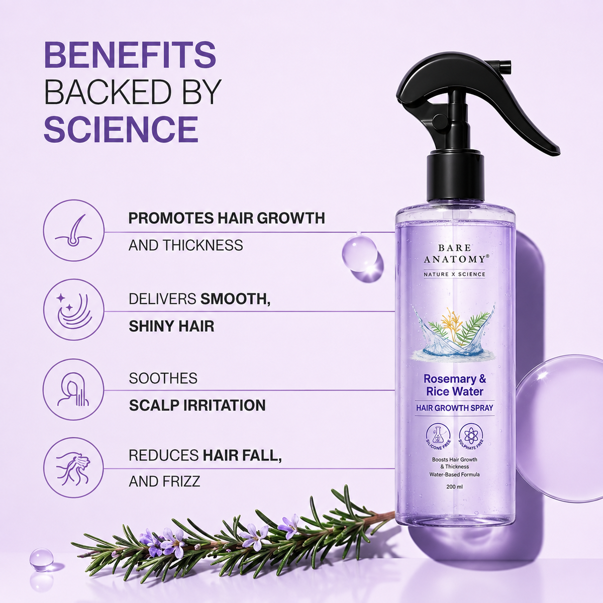 Rosemary & Rice Water Hair Growth Spray – 200ml